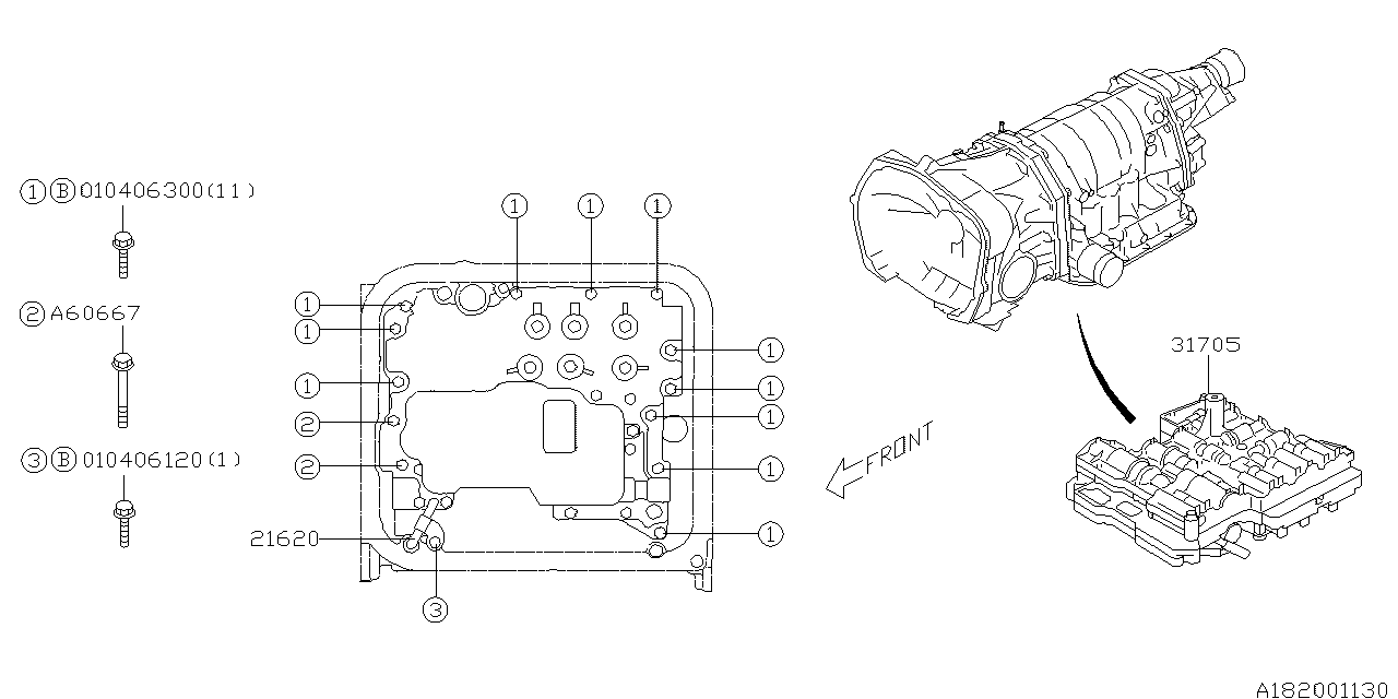 Diagram AT, CONTROL VALVE for your 2011 Subaru Impreza   