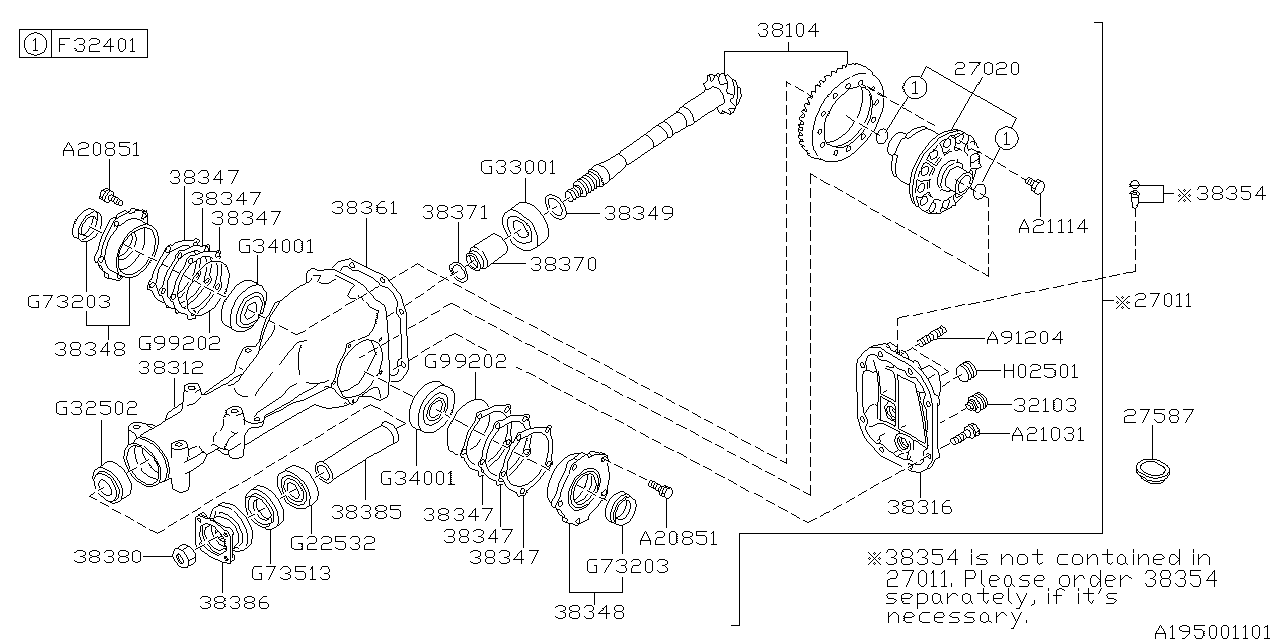 Diagram DIFFERENTIAL (INDIVIDUAL) for your 2003 Subaru Forester 2.5L AT XS 