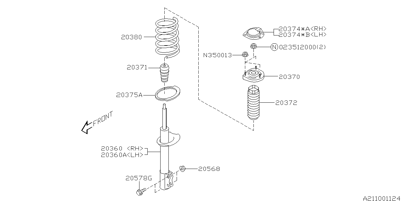 Diagram REAR SHOCK ABSORBER for your 2008 Subaru Outback   