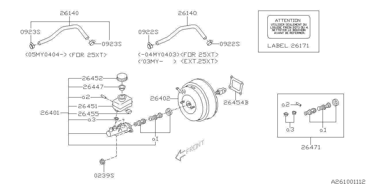 Diagram BRAKE SYSTEM (MASTER CYLINDER) for your 2002 Subaru Forester   