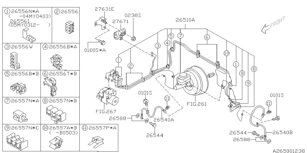 Diagram BRAKE PIPING for your 1994 Subaru Impreza   