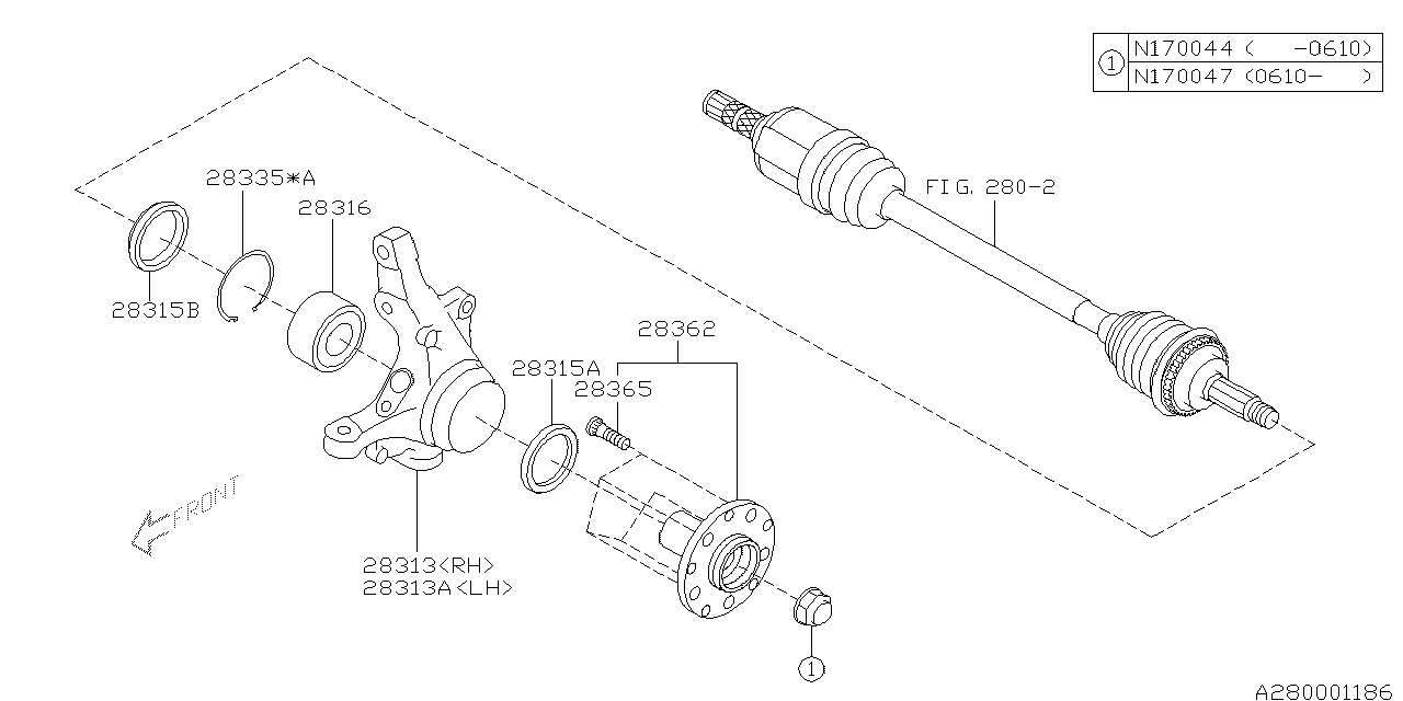 Diagram FRONT AXLE for your 2019 Subaru BRZ   