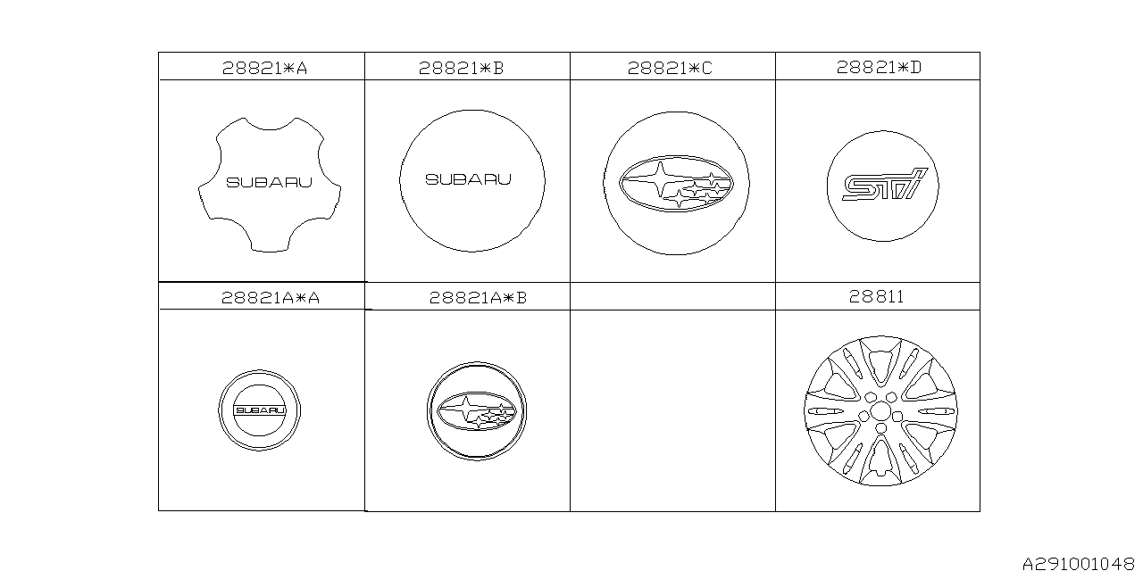 Diagram WHEEL CAP for your 2022 Subaru Impreza  SPORT w/EyeSight SEDAN 