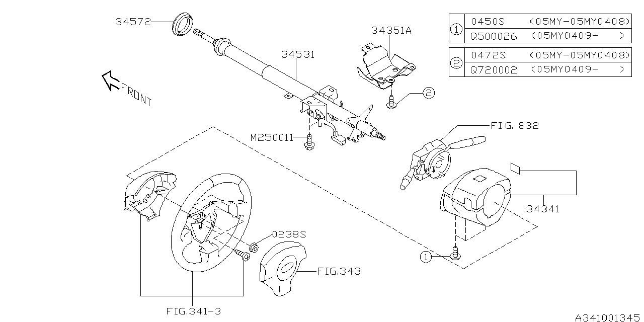 Diagram STEERING COLUMN for your Subaru Forester 2.5L CVT I