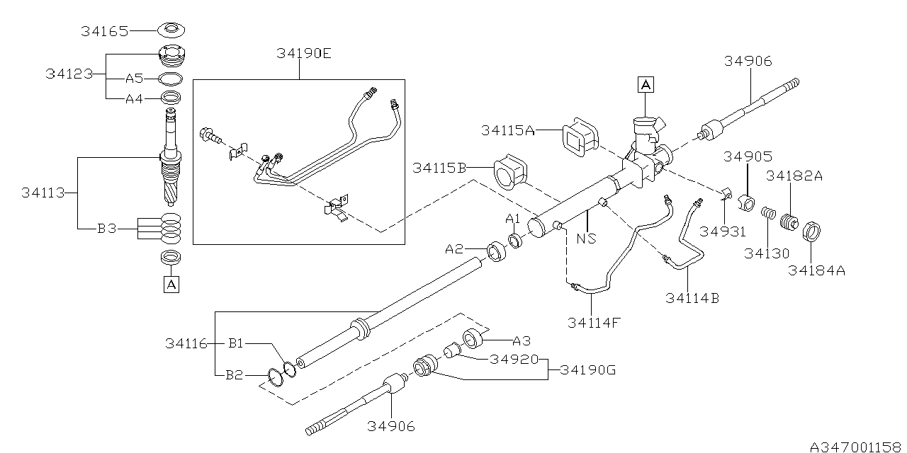 Diagram POWER STEERING GEAR BOX for your 2022 Subaru Outback   