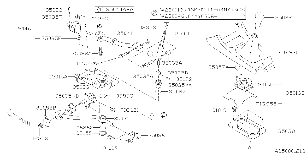 Diagram MANUAL GEAR SHIFT SYSTEM for your 2003 Subaru STI   