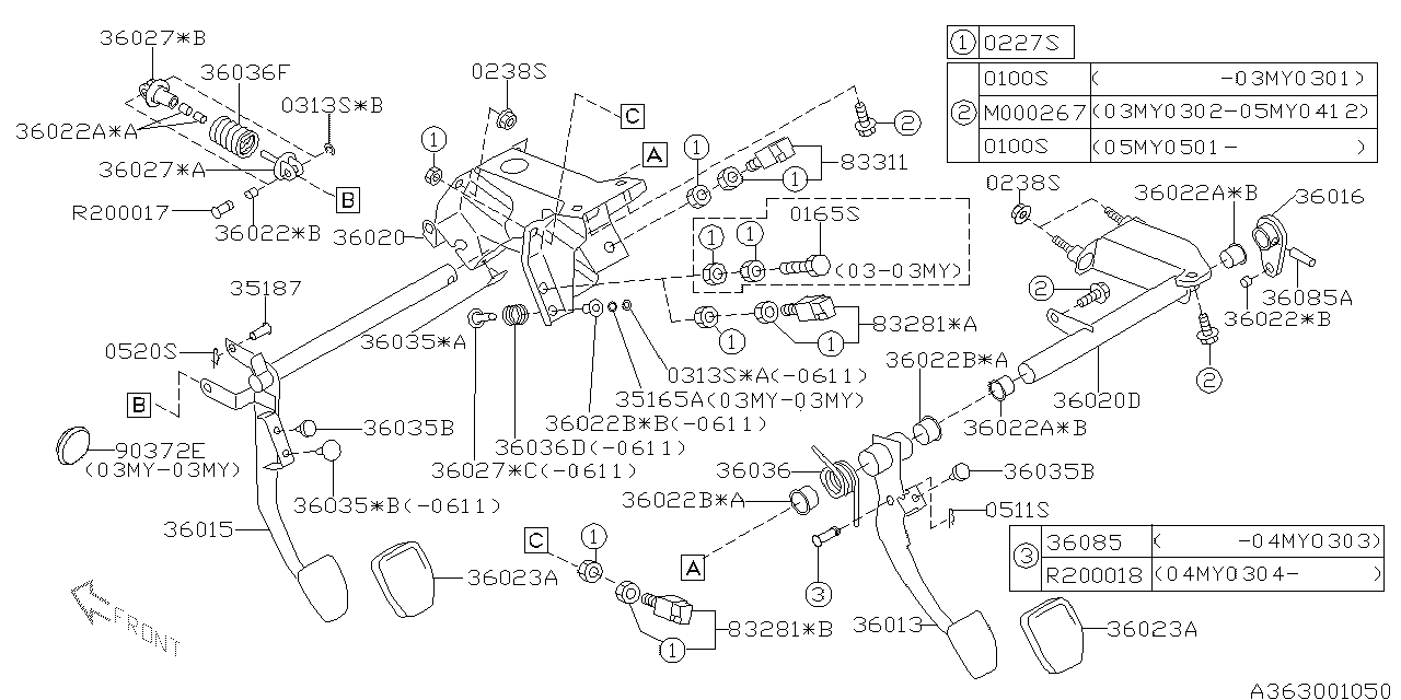 Diagram PEDAL SYSTEM for your 2009 Subaru Impreza 2.5L AT Sedan 