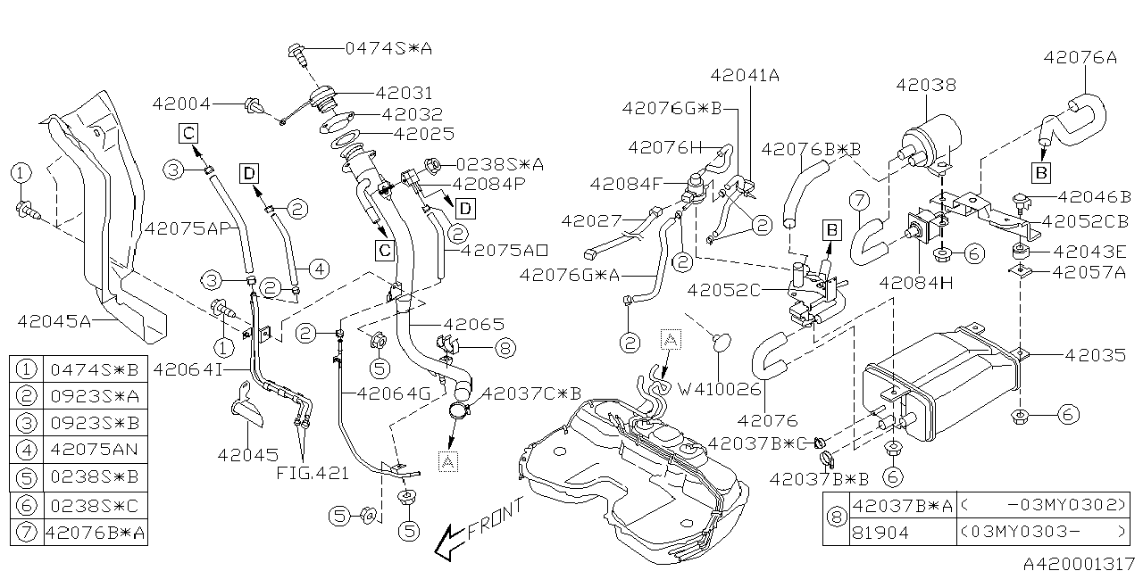 Diagram FUEL PIPING for your 2003 Subaru Forester   