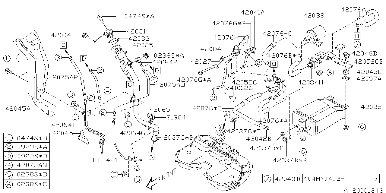 Diagram FUEL PIPING for your 2005 Subaru Forester   