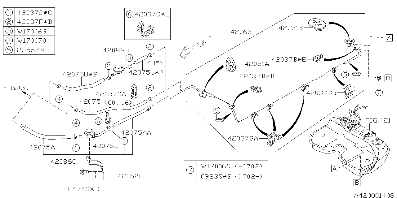 Diagram FUEL PIPING for your 2002 Subaru Impreza (251) AT 4WD RS Sedan 