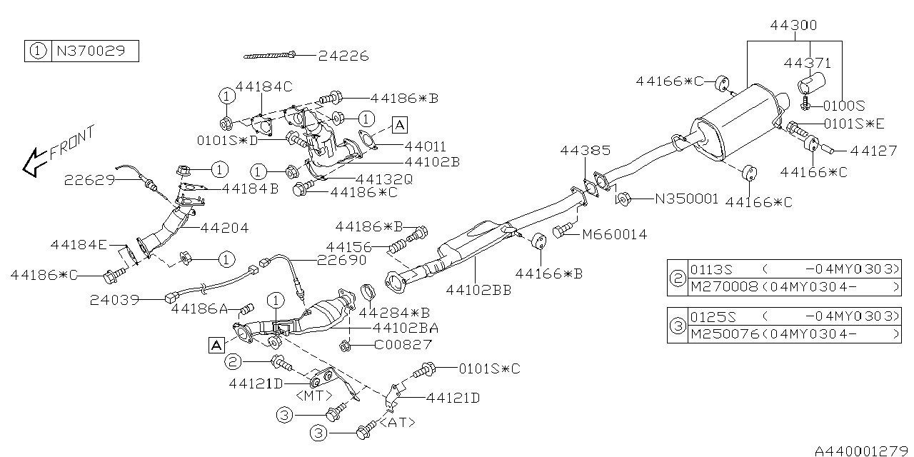 Diagram EXHAUST for your 2007 Subaru Legacy  Limited Wagon 