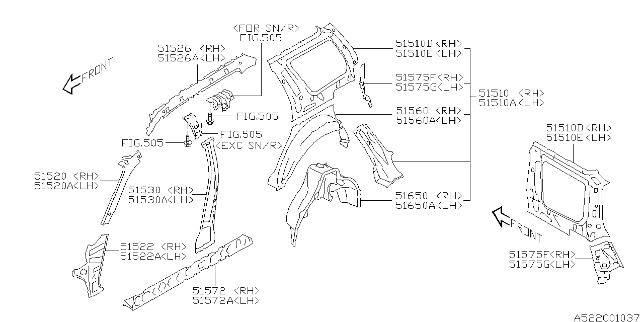 Diagram SIDE PANEL for your 2003 Subaru Impreza   