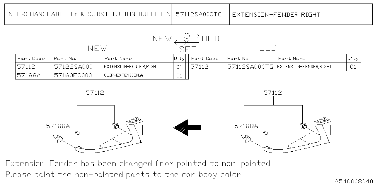 Diagram FENDER for your 2003 Subaru Forester  X LL Bean 