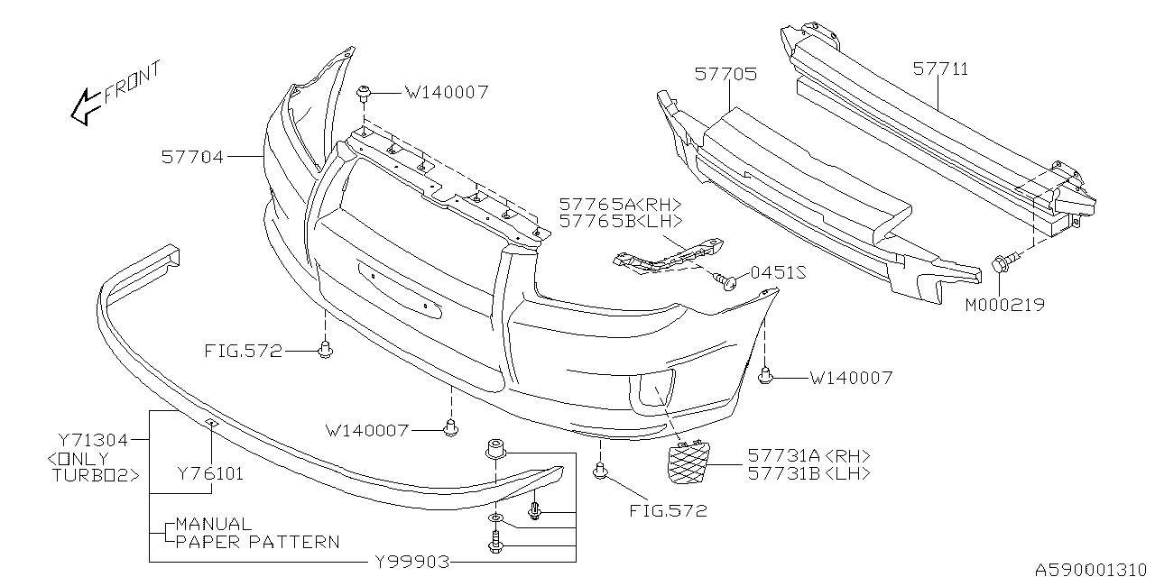 Diagram FRONT BUMPER for your 2006 Subaru Legacy   