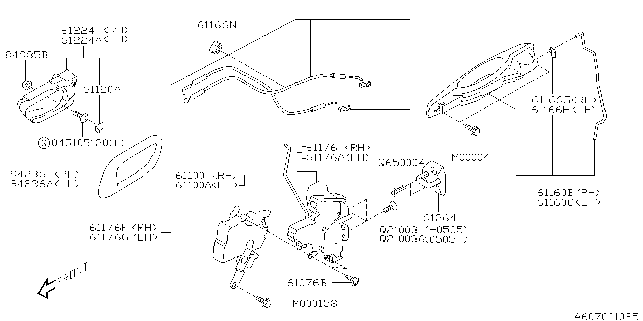 Diagram DOOR PARTS (LATCH & HANDLE) for your 2001 Subaru WRX   