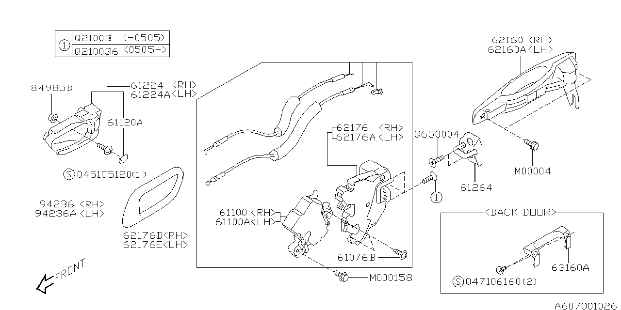 Diagram DOOR PARTS (LATCH & HANDLE) for your 2017 Subaru Forester   