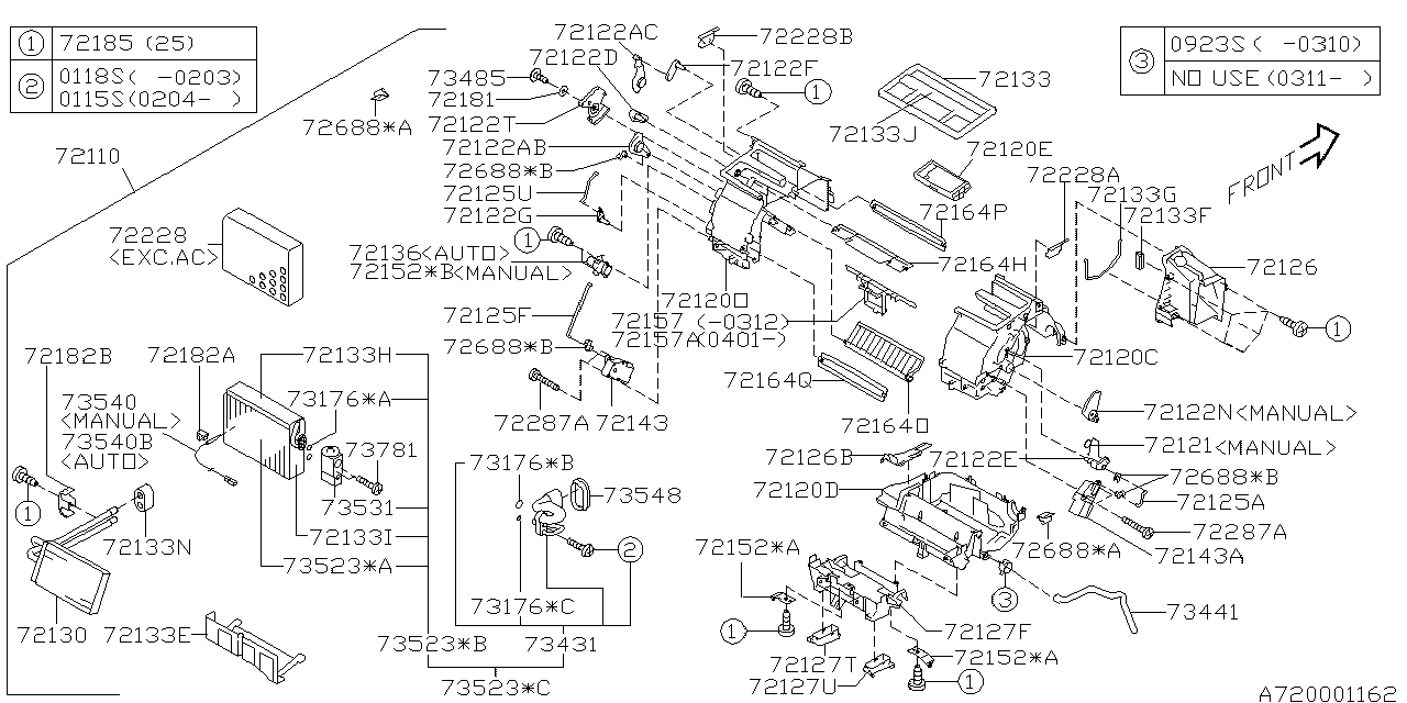 Diagram HEATER SYSTEM for your 2004 Subaru Forester 2.5L TURBO AT XT 