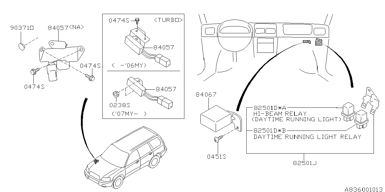 Diagram ELECTRICAL PARTS (DAY TIME RUNNING LAMP) for your 2011 Subaru Forester   