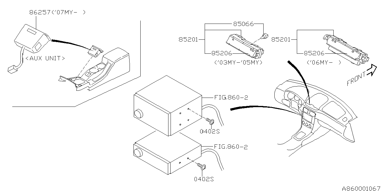 Diagram AUDIO PARTS (RADIO) for your Subaru