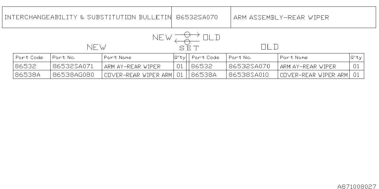 Diagram WIPER (REAR) for your 2008 Subaru Forester  SPORTS LL Bean 