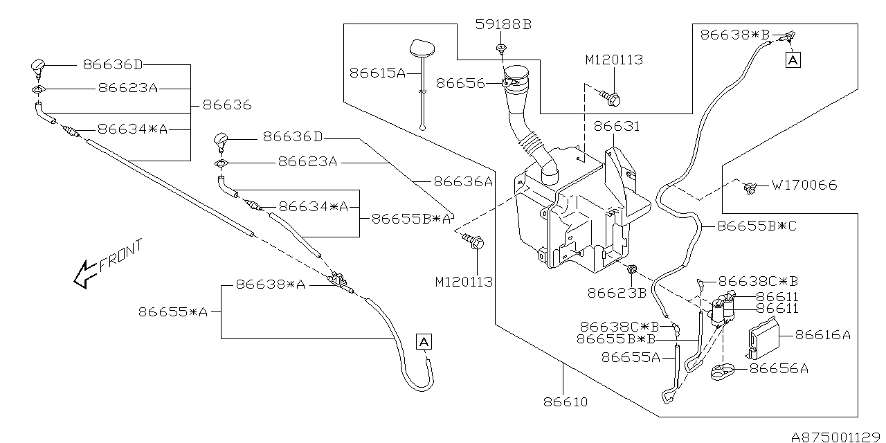 Diagram WINDSHIELD WASHER for your 2009 Subaru Impreza  Sedan 