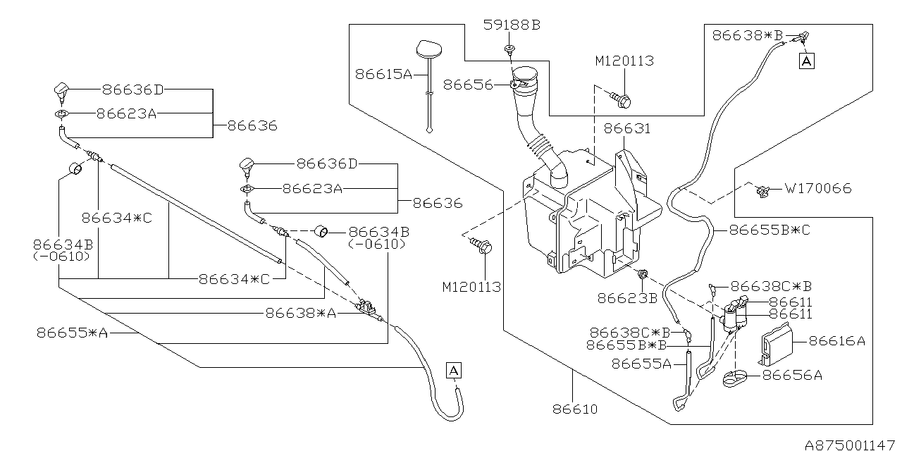 Diagram WINDSHIELD WASHER for your 2021 Subaru Impreza   