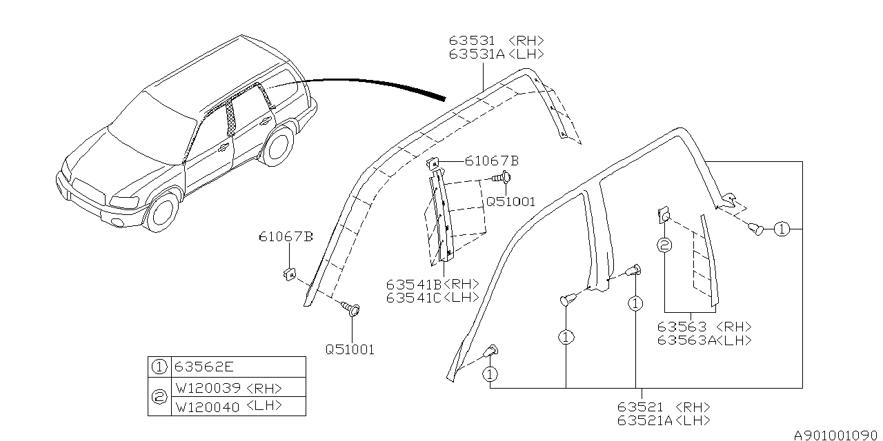 Diagram WEATHER STRIP for your 2006 Subaru Legacy  GT LIMITED(OBK:XT) WAGON 