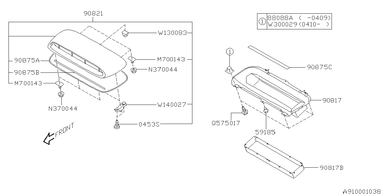 Diagram GRILLE & DUCT for your 2008 Subaru Forester   