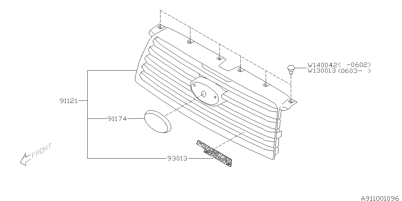 Diagram FRONT GRILLE for your 2011 Subaru WRX   