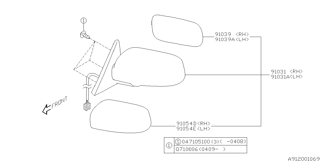 Diagram REAR VIEW MIRROR for your 2009 Subaru Impreza   