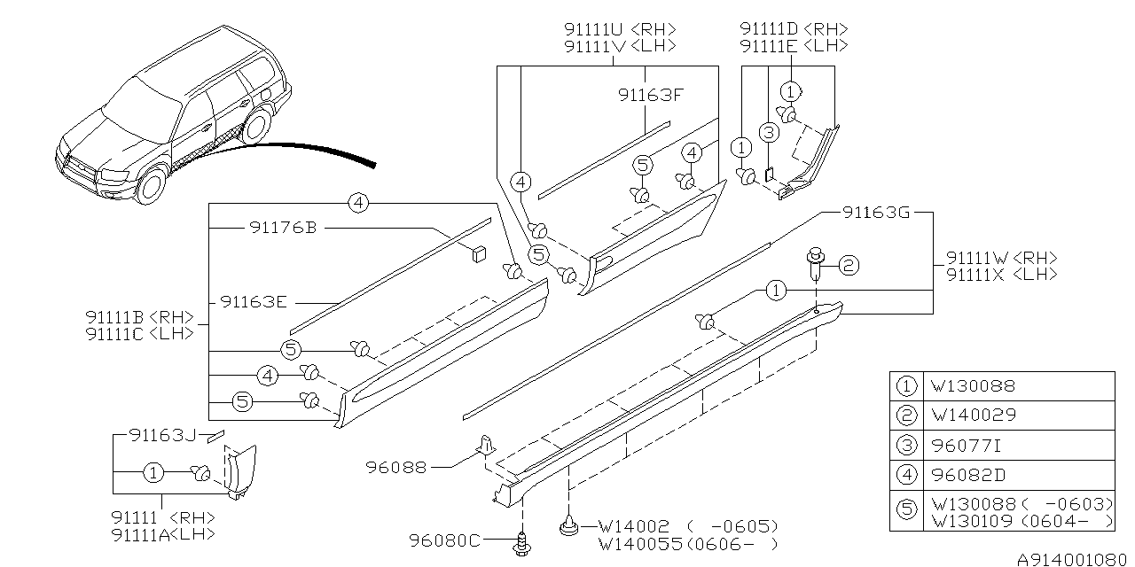 Diagram OUTER GARNISH for your Subaru Forester  