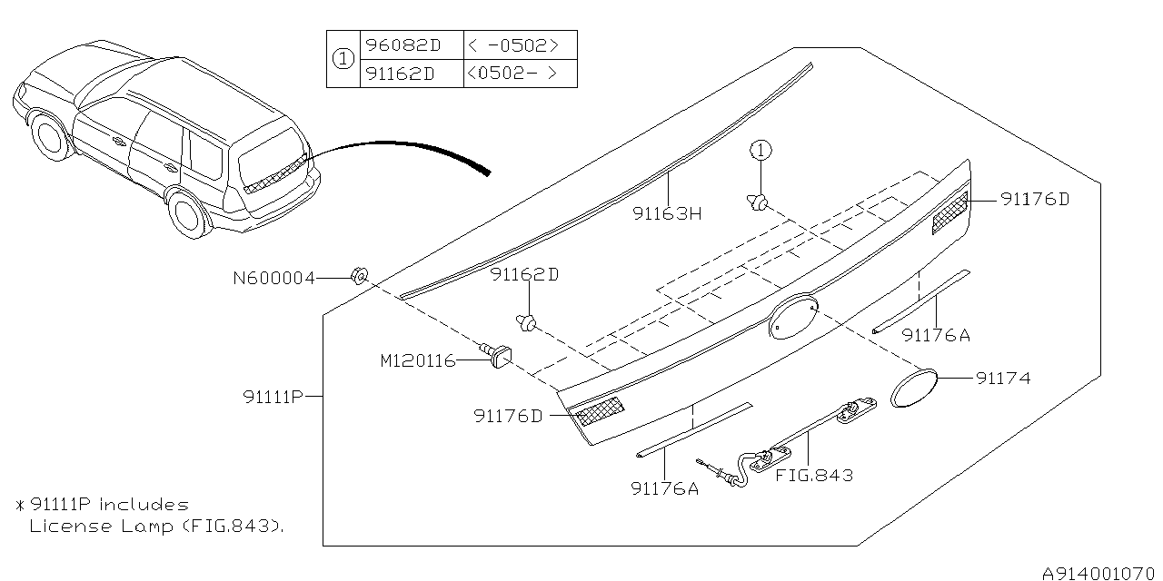 Diagram OUTER GARNISH for your Subaru