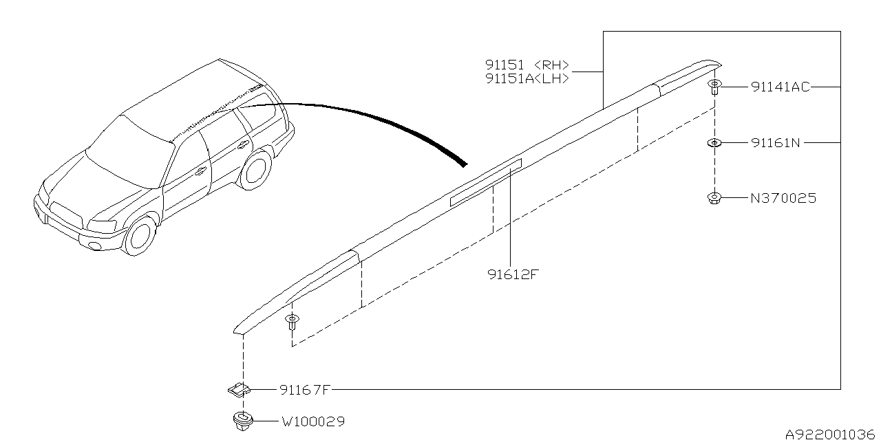 Diagram ROOF RAIL for your 2018 Subaru STI   