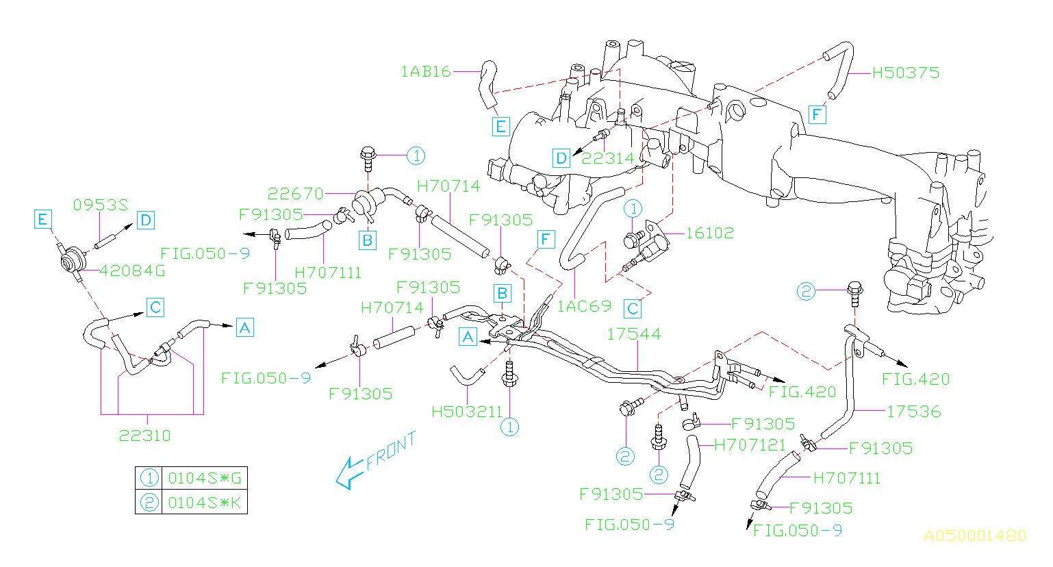 2000 Subaru Forester XT Sports Vacuum Line 22310AC241 Genuine