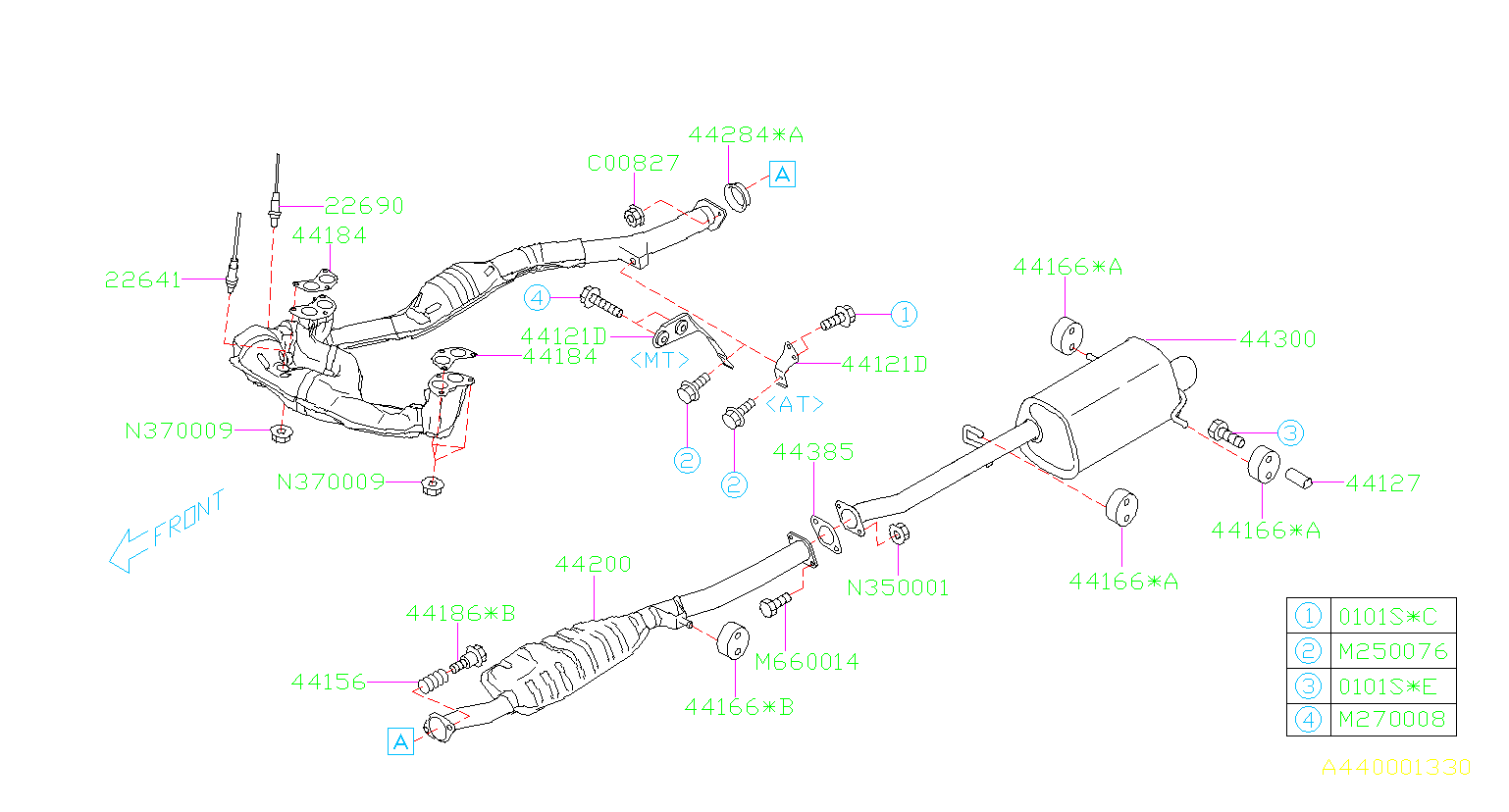 2022 Subaru Forester Exhaust System Hanger 44031FC001 Genuine