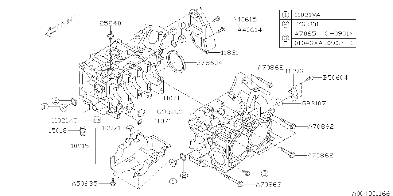 Diagram CYLINDER BLOCK for your Subaru Forester  