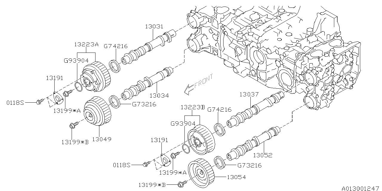 Diagram CAMSHAFT & TIMING BELT for your 1998 Subaru Legacy   