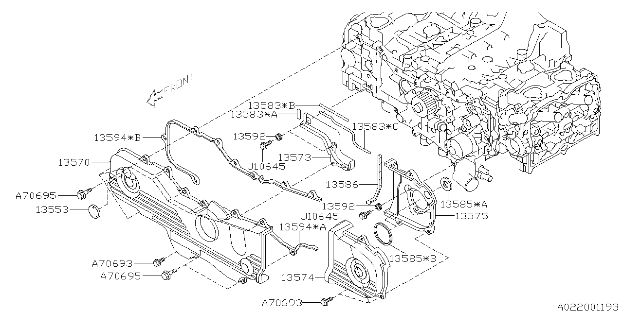 Diagram TIMING BELT COVER for your 2005 Subaru WRX   