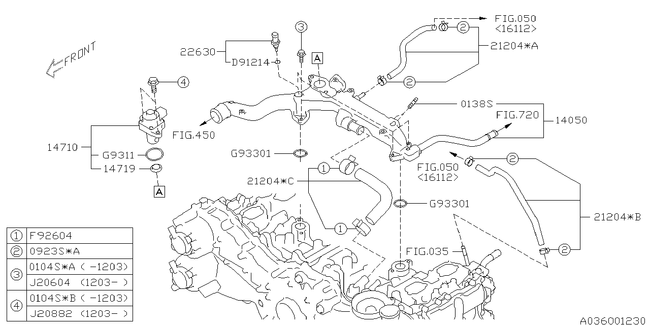 Diagram WATER PIPE (1) for your 2012 Subaru Impreza  Premium Plus Wagon 