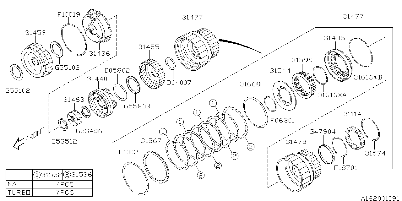 Diagram AT, PLANETARY for your 2008 Subaru WRX  SEDAN 