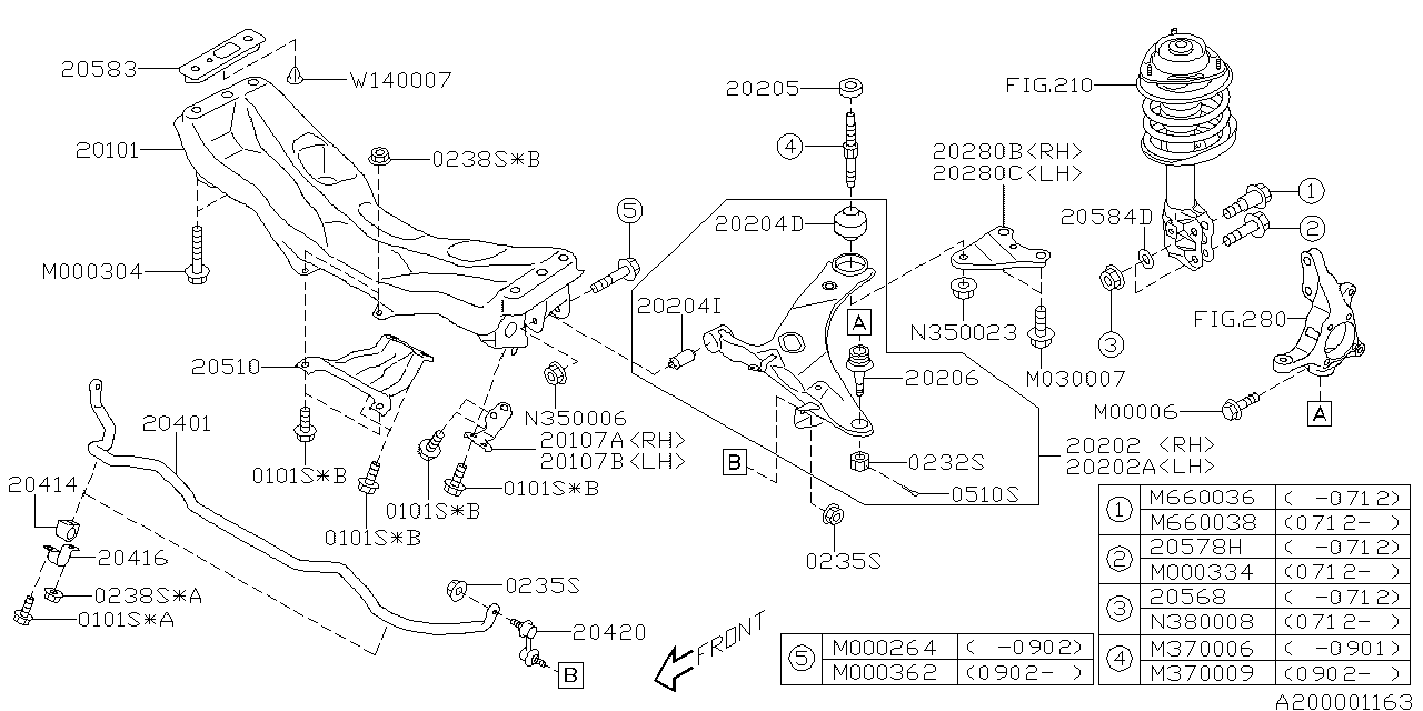 Diagram FRONT SUSPENSION for your 2010 Subaru Forester   