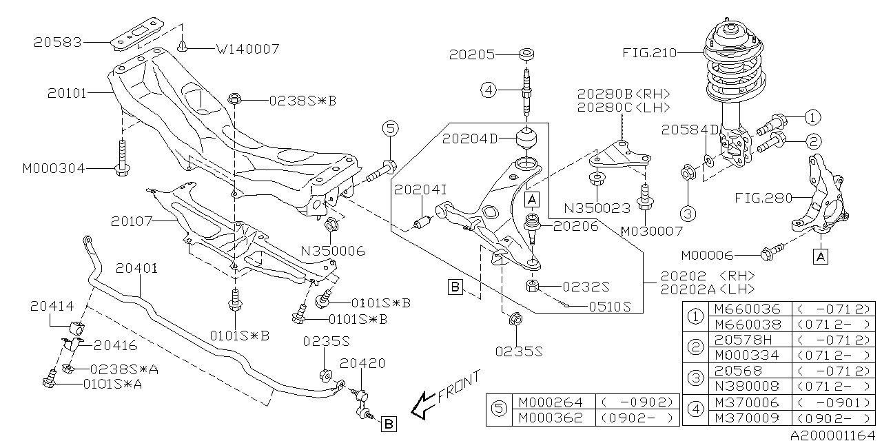 Diagram FRONT SUSPENSION for your 2002 Subaru Impreza  RS Sedan 