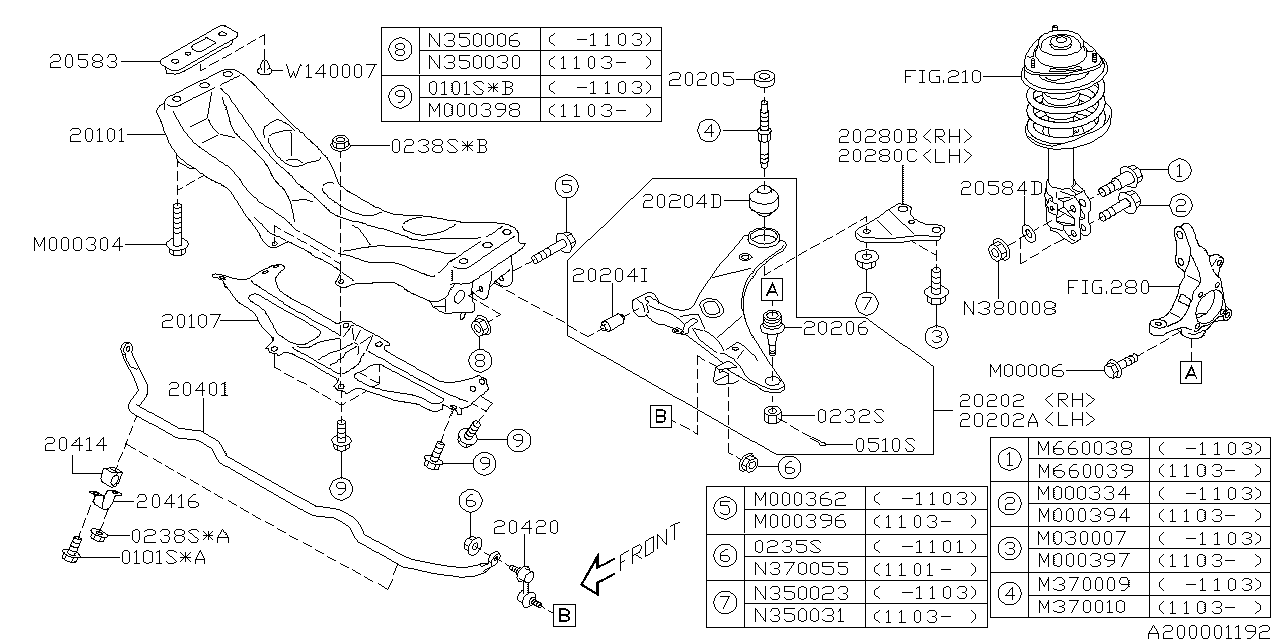 Diagram FRONT SUSPENSION for your 2010 Subaru Forester   