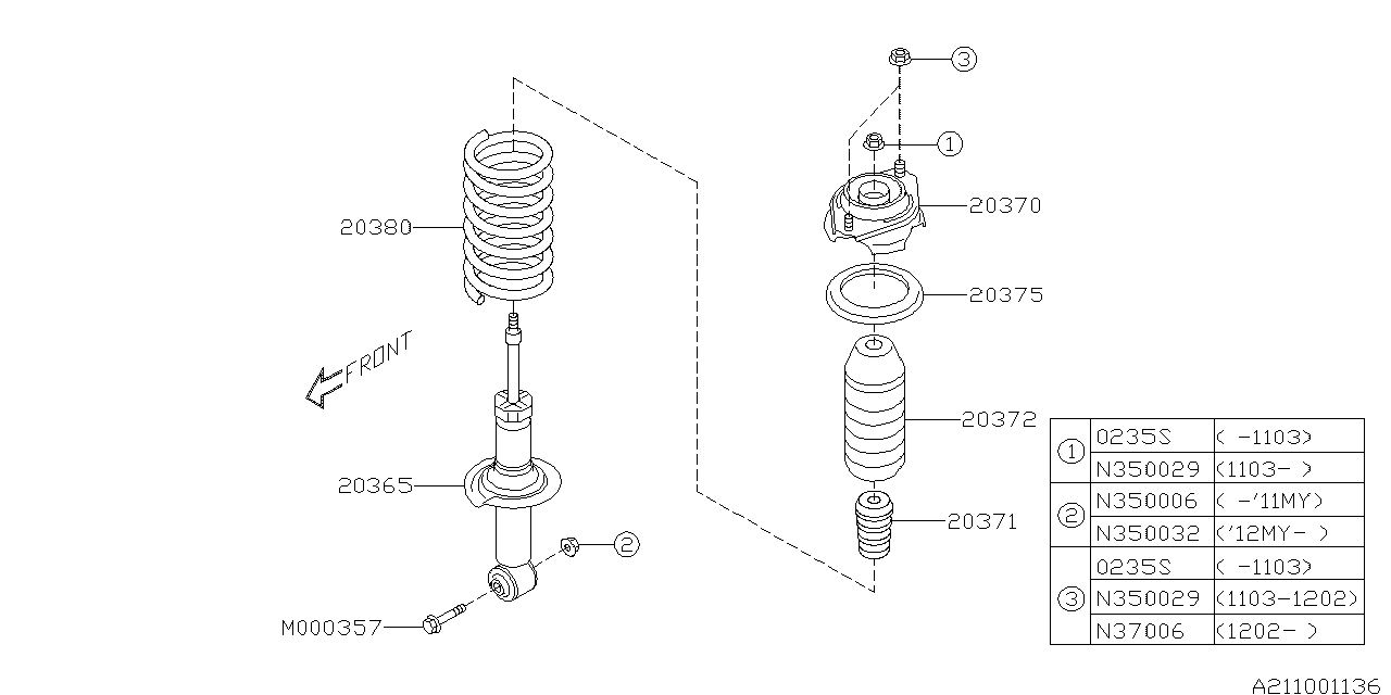 Diagram REAR SHOCK ABSORBER for your 2013 Subaru Forester   