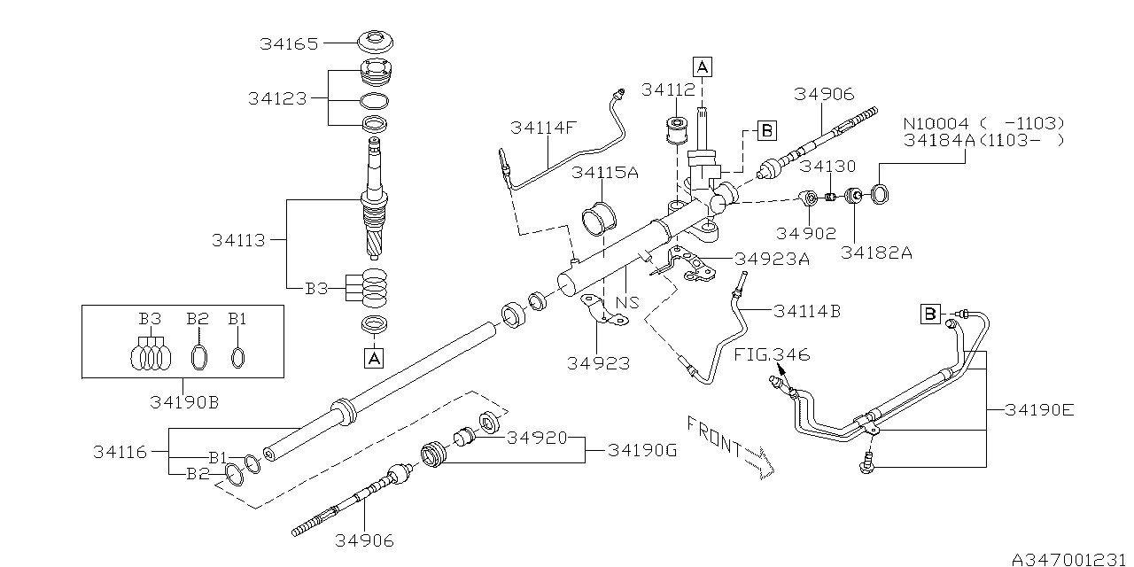 Diagram POWER STEERING GEAR BOX for your 2010 Subaru Forester 2.5L MT X 