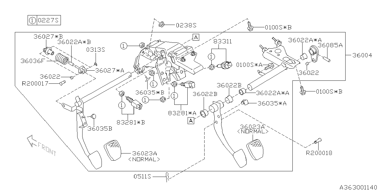 Diagram PEDAL SYSTEM for your 2018 Subaru BRZ   