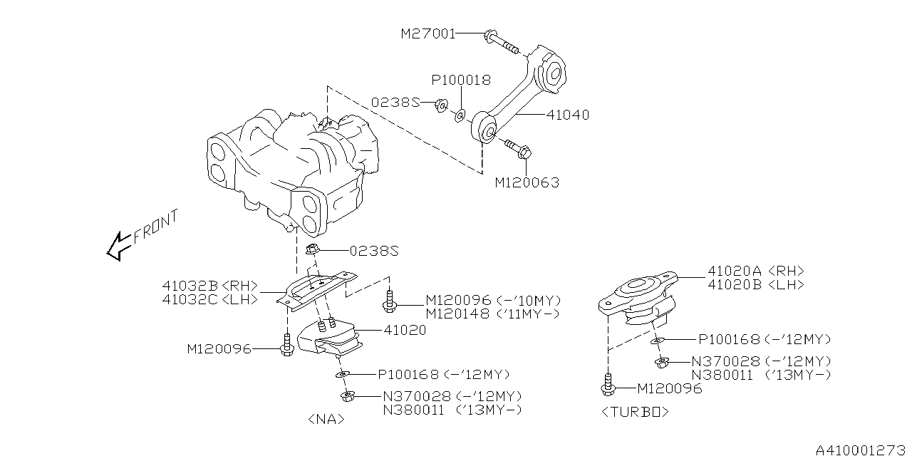 Diagram ENGINE MOUNTING for your 2004 Subaru WRX   