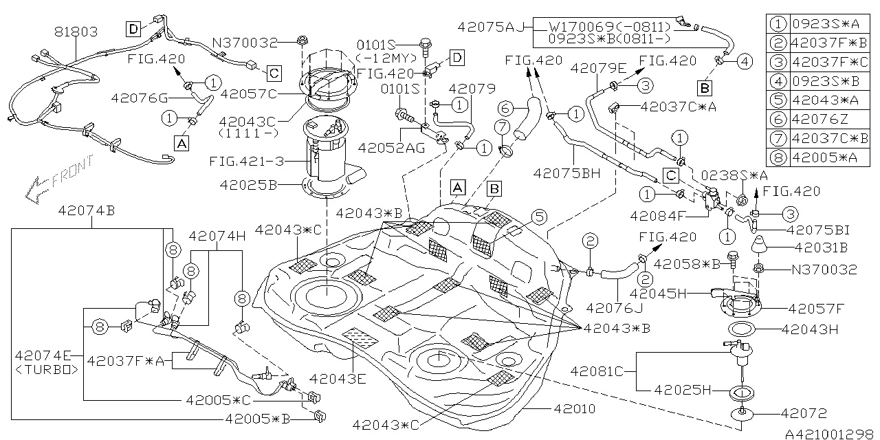 Subaru DL/GL/GL10/RS/RX Tank Complete Fuel. Fuel Tank - 42012FG030 ...