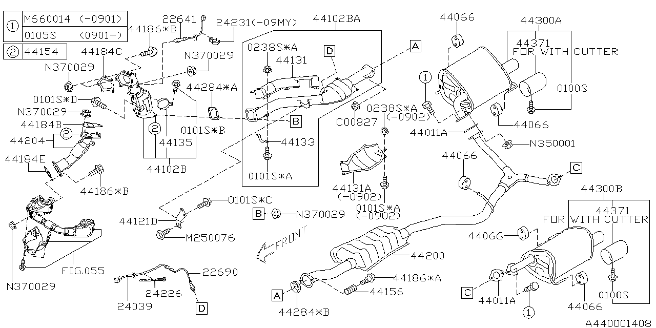 Diagram EXHAUST for your 2010 Subaru Forester   