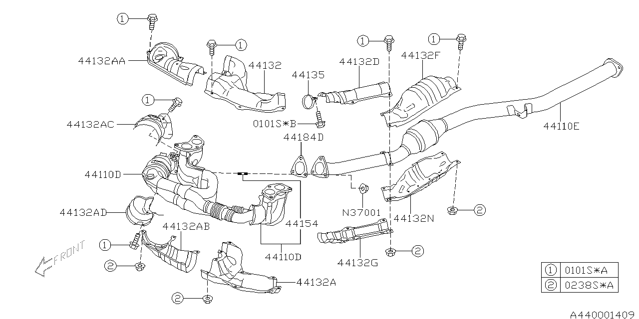 Diagram EXHAUST for your 1997 Subaru Legacy   